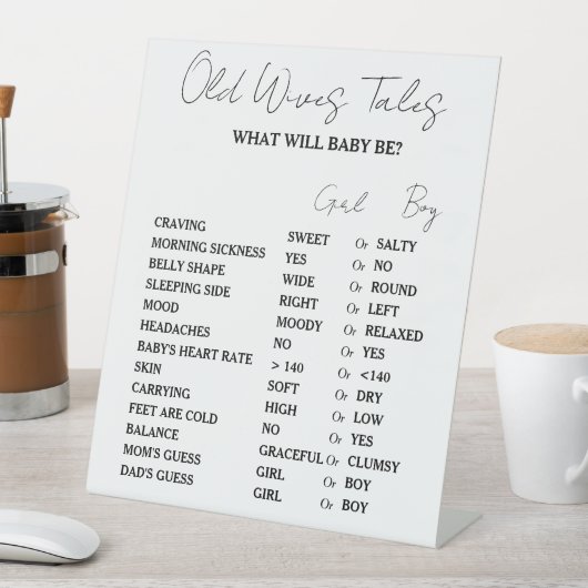 ミニマリストオールドWIvesテイルズベビーシャワーゲームカード 台座サイン (インサイチュ)