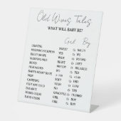 ミニマリストオールドWIvesテイルズベビーシャワーゲームカード 台座サイン (正面)
