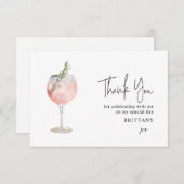 ミニマリストカクテルワインサンキューカード サンキューカード (正面/裏面)