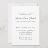 ミニマリストカスタマイズ可能な卒業招待状 招待状 (裏面)