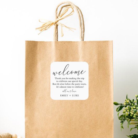 ミニマリストカスタムウェディングウェルカムバッグ スクエアシール