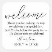 ミニマリストカスタムウェディングウェルカムバッグ スクエアシール (正面)