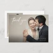 ミニマリストカスタムオーバーレイ結婚横向き写真 サンキューカード (正面/裏面)