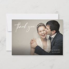ミニマリストカスタムオーバーレイ結婚横向き写真 サンキューカード