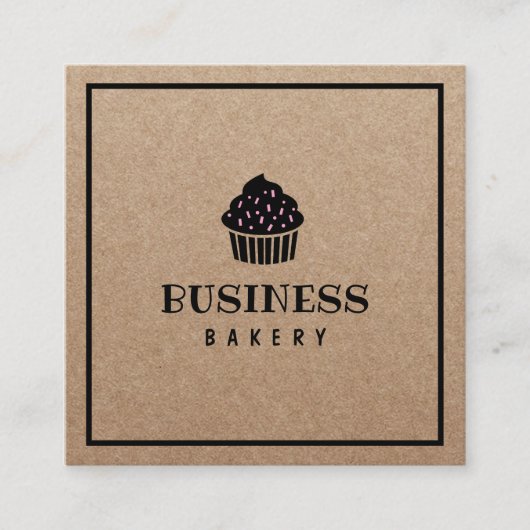 ミニマリストカップケーキホームベーカリー素朴クラフト スクエア名刺 (正面)