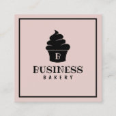 ミニマリストカップケーキホームベーカリー赤面ピンク スクエア名刺 (正面)