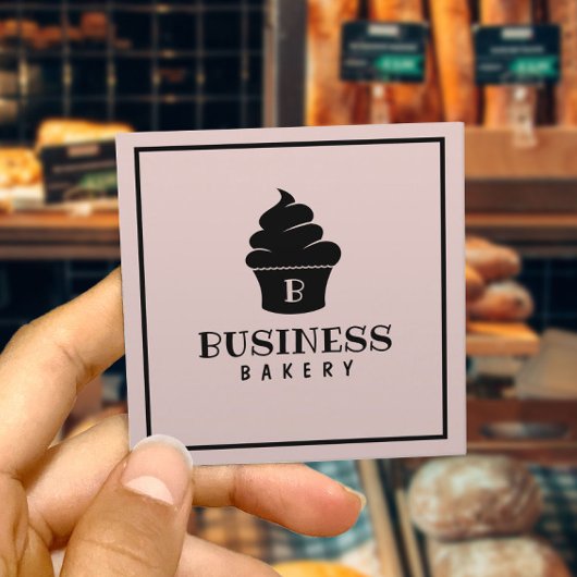 ミニマリストカップケーキホームベーカリー赤面ピンク スクエア名刺