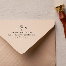 ミニマリストカップルイニシャルフローラ差出人住所 ラバースタンプ