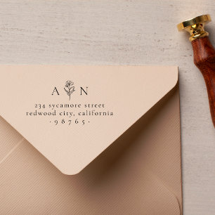 ミニマリストカップルイニシャルフローラ差出人住所 ラバースタンプ