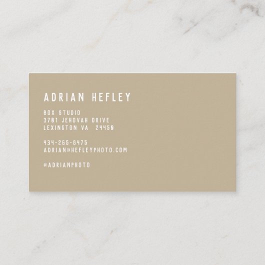 ミニマリストカメラフォトグラファーTan Two Side 名刺 (裏面)