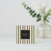 ミニマリストカラフルストライプレトロQRコードベーカリー スクエア名刺 (スタンド正面)