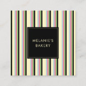 ミニマリストカラフルストライプレトロQRコードベーカリー スクエア名刺 (正面)