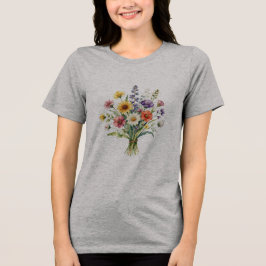 ミニマリストカラフルボタニカルワイルドフラワーハイ解像度 トライブレンドTシャツ