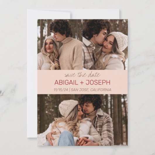 ミニマリストカラーストリップ日付カードの保存 セーブザデート (正面)