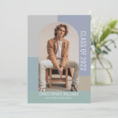 ミニマリストカラーブロッククラス年卒業 招待状 (スタンド正面)