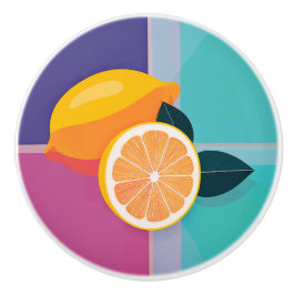 ミニマリストカラーブロックレモン セラミックノブ