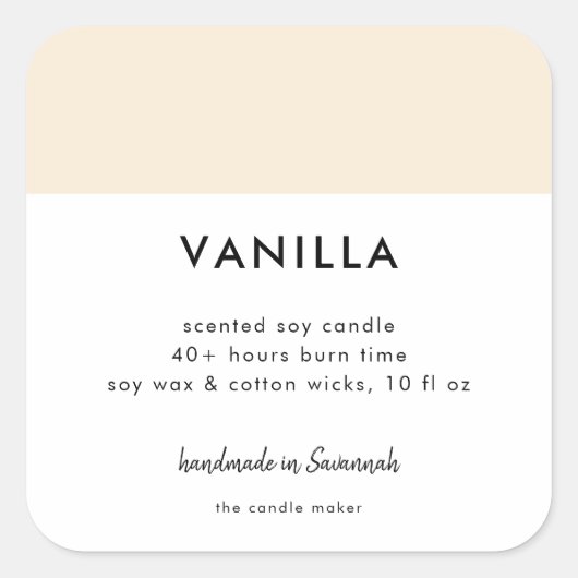 ミニマリストカラー包装キャンドル化粧品ラベル スクエアシール (正面)