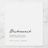 ミニマリストカリグラフィーのブライズメイドプロポーズ ワインラベル (シングルラベル)