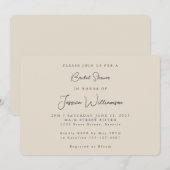 ミニマリストカリグラフィーアイボリー ブラック ブライダルシャワー 招待状 (正面/裏面)