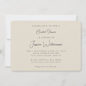 ミニマリストカリグラフィーアイボリー ブラック ブライダルシャワー 招待状 (正面)