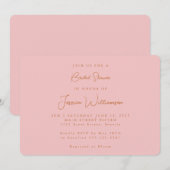 ミニマリストカリグラフィーキュートピンクブライダルシャワー 招待状 (正面/裏面)