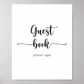 ミニマリストカリグラフィーゲストブックサイン ポスター (正面)