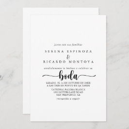 ミニマリストカリグラフィースペイン語ウェディング招待状 招待状