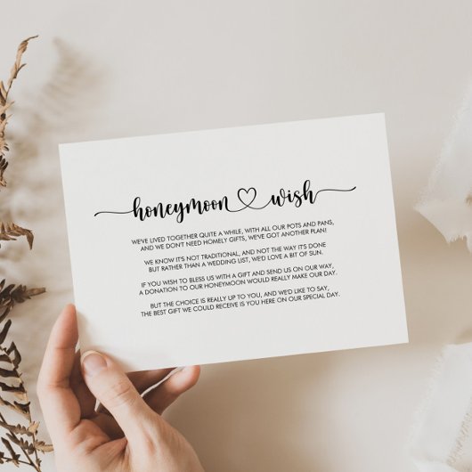 ミニマリストカリグラフィー新婚旅行の願い エンクロージャーカード