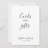 ミニマリストカリグラフィー結婚式カード＆ギフトサイン 招待状 (正面)