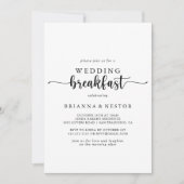 ミニマリストカリグラフィー結婚式朝食 招待状 (正面)