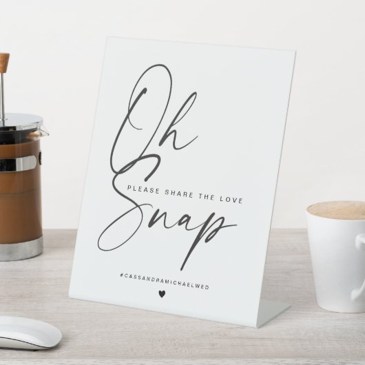 ミニマリストカリグラフィー おお！ スナップウェディング 台座サイン (インサイチュ)