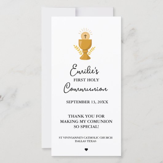 ミニマリストカリグラフィー ファーストコミュニオン 祈りのカード (正面)