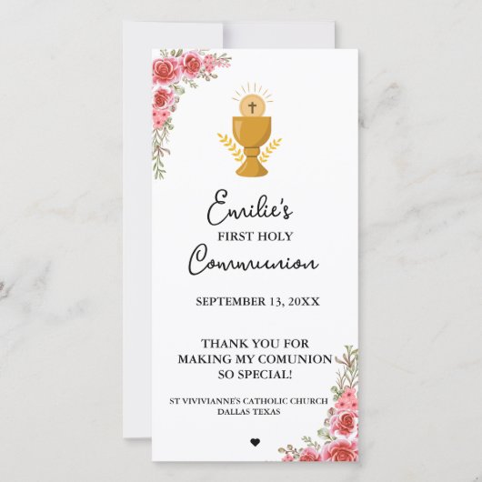 ミニマリストカリグラフィー ファーストコミュニオン 祈りのカード (正面)