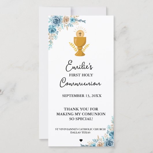 ミニマリストカリグラフィー ファーストコミュニオン 祈りのカード (正面)