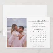 ミニマリストカレンダーの写真を使った Save the Date ご案内 招待状 (正面/裏面)