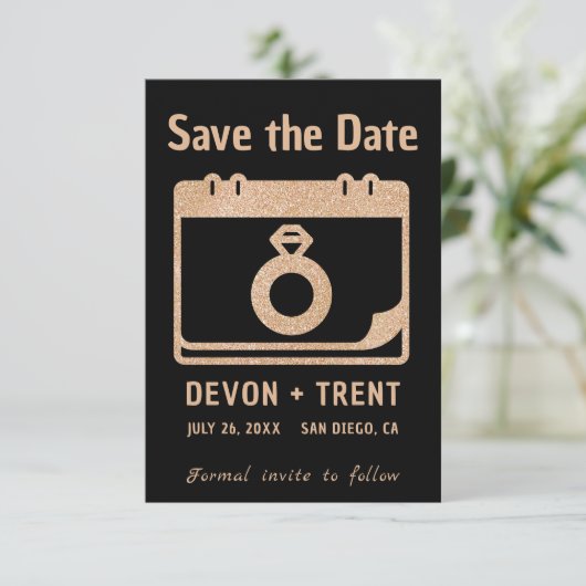 ミニマリストカレンダーアイコン日付の保存 セーブザデート (スタンド正面)