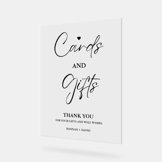 ミニマリストカードとギフトありがとうご結婚ざいま アクリルサイン (傾斜)