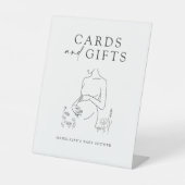 ミニマリストカードとギフト赤ちゃんシャワー 台座サイン (正面)
