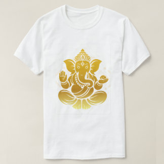 ミニマリストガネーシャゴールドデザイン Tシャツ