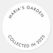 ミニマリストガーデンシードラベル – 空白の中央 ラウンドシール (正面)