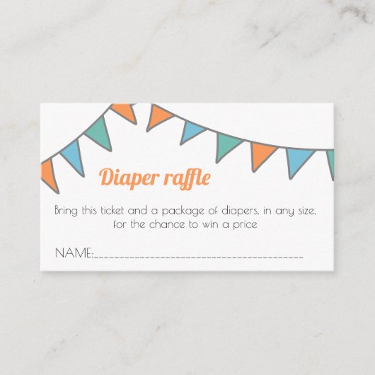 ミニマリストガーランドベビーシャワーおむつラッフル エンクロージャーカード (正面)