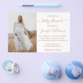 ミニマリストガールのピンクのベビーシャワー写真招待状 チラシ (シングル)