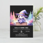 ミニマリストガールウィザード誕生日 招待状 (スタンド正面)