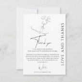 ミニマリストキスをするワンラインア結婚ートカップル サンキューカード (正面)