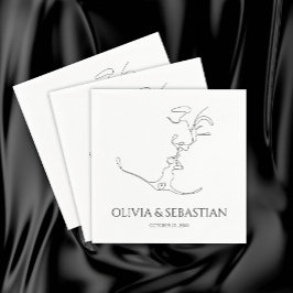 ミニマリストキスをするワンラインア結婚ートカップル スタンダードカクテルナプキン