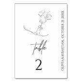 ミニマリストキスをするワンラインア結婚ートカップル テーブルナンバー (正面)