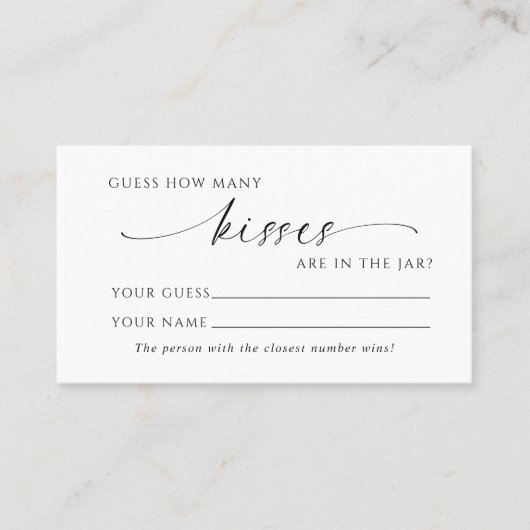 ミニマリストキスシャワーゲームカードの数 プレイスカード (正面)