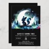 ミニマリストキッズキャット誕生日 招待状 (正面/裏面)