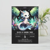 ミニマリストキッズドラゴン誕生日 招待状 (スタンド正面)