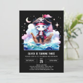 ミニマリストキッズパイレーツ誕生日 招待状 (スタンド正面)